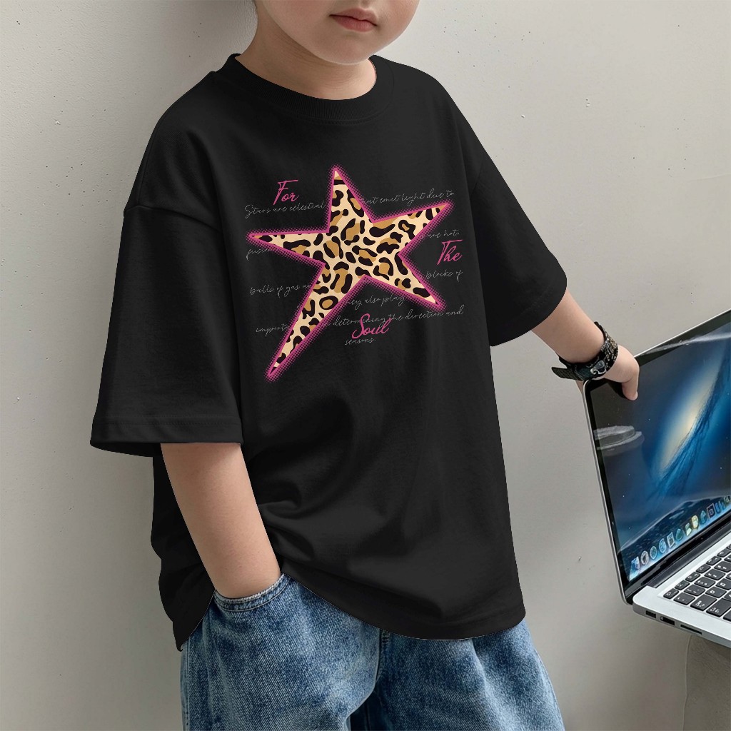 Teeforme Oversize Leopard Kids T-Shirt 4-14 Years/เสื้อแขนสั้นสําหรับเด็กชายและเด็กหญิง/Kalcer Outfi
