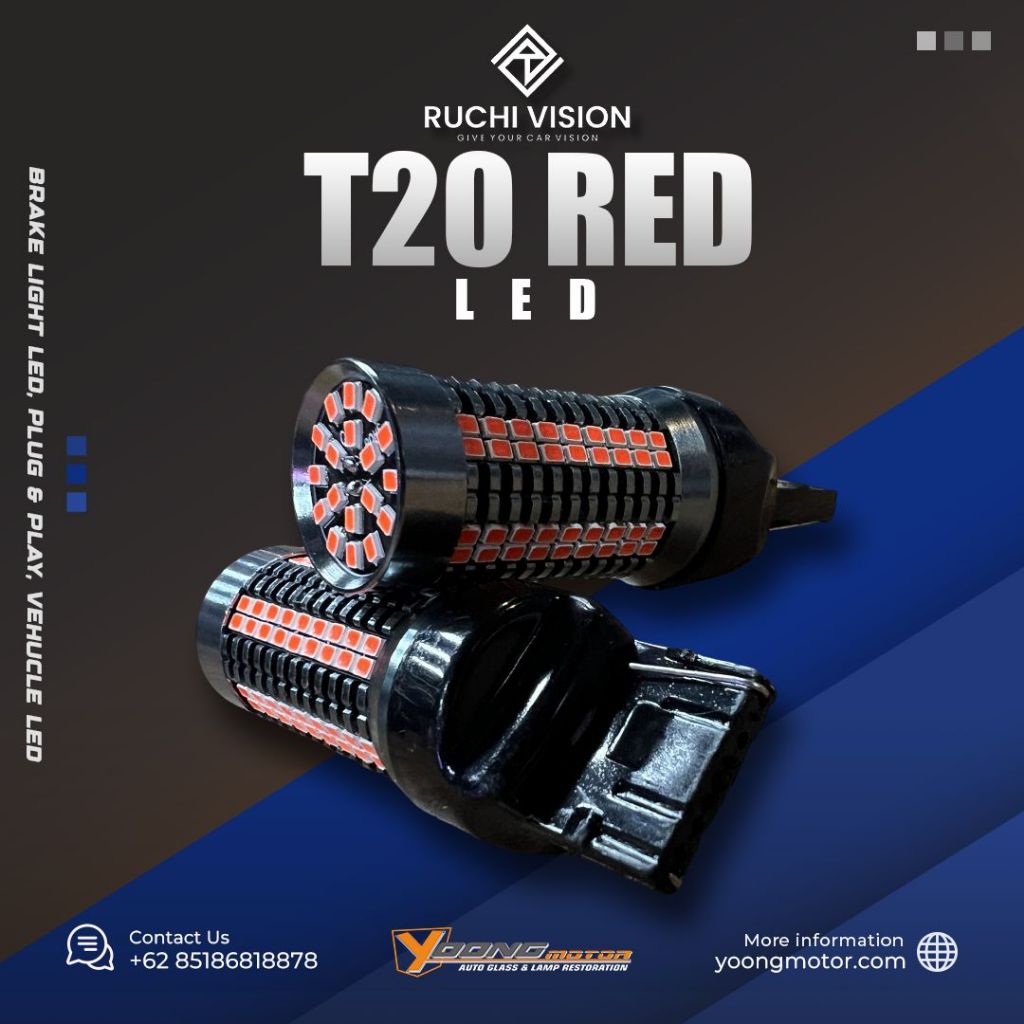 หลอดไฟ LED รถยนต์ T20 Red Ruchi Vision ดั้งเดิม