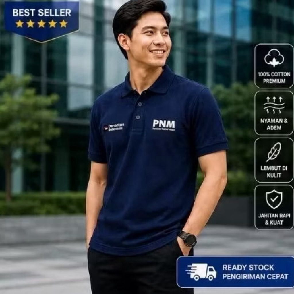 เสื้อยืดคอปกโปโล PNM Danantara, Madani National Modification สําหรับผู้ชายและผู้หญิงสามารถปรับแต่งด้