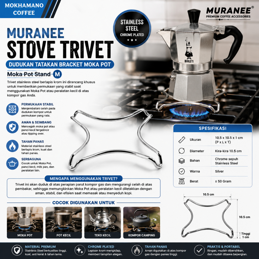 Muranee เตา Trivet Moka Pot Stand Holder Bracket Moka Pot M