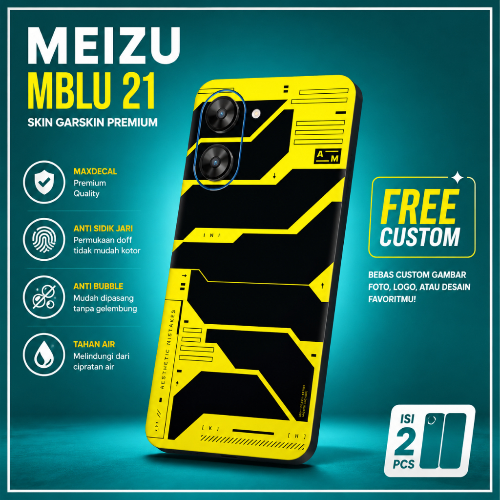 Meizu Mblu 21 Garskin Skin Sticker HP Premium Maxdecal Doff เนื้อหา 2 ชิ้น ฟรีภาพที่กําหนดเอง