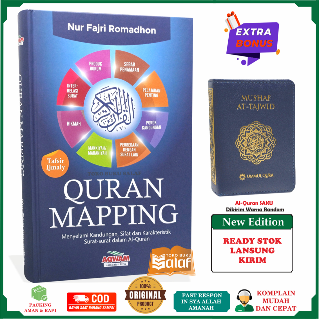 AQWAM Quran Mapping BONUS AL-QURAN AT-TAJWID POCKET A7 ZIPPER JACKET สํารวจธรรมชาติและลักษณะของตัวอั