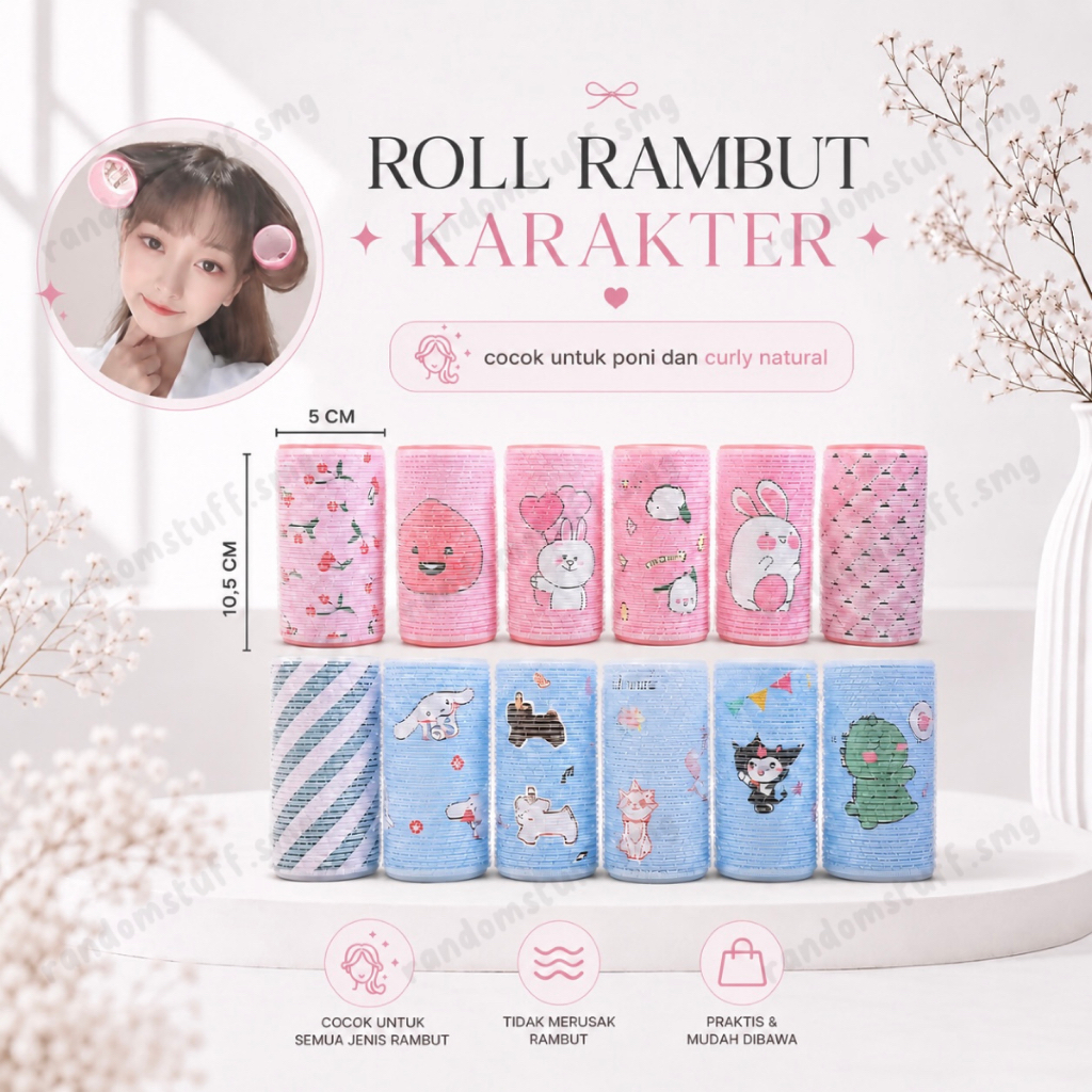 3 ชิ้น CHARACTER HAIR ROLLS MOTIF HAIR ROLLS PREMIUM HAIR ROLLS FRINGE HAIR ROLLS HAIR ROLLS