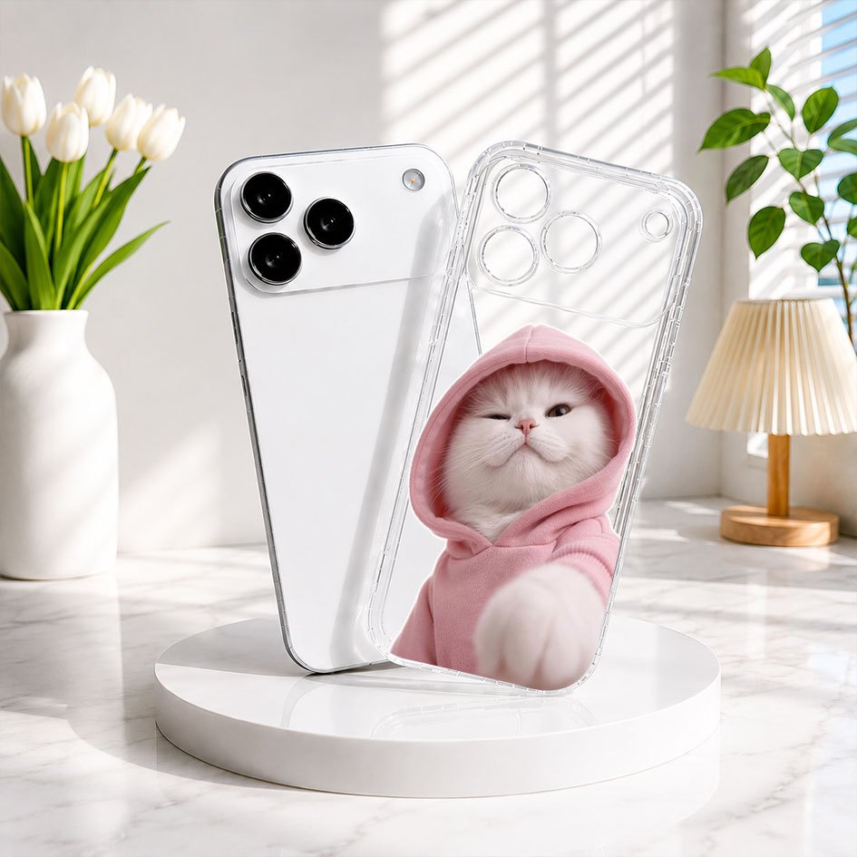 SOFTCASE CLEAR CASE CLEAR CAT MOTIF PINK PRO CAMERA COMPATIBLE สําหรับ OPPO A15 A16 A16E A17 A17K A1