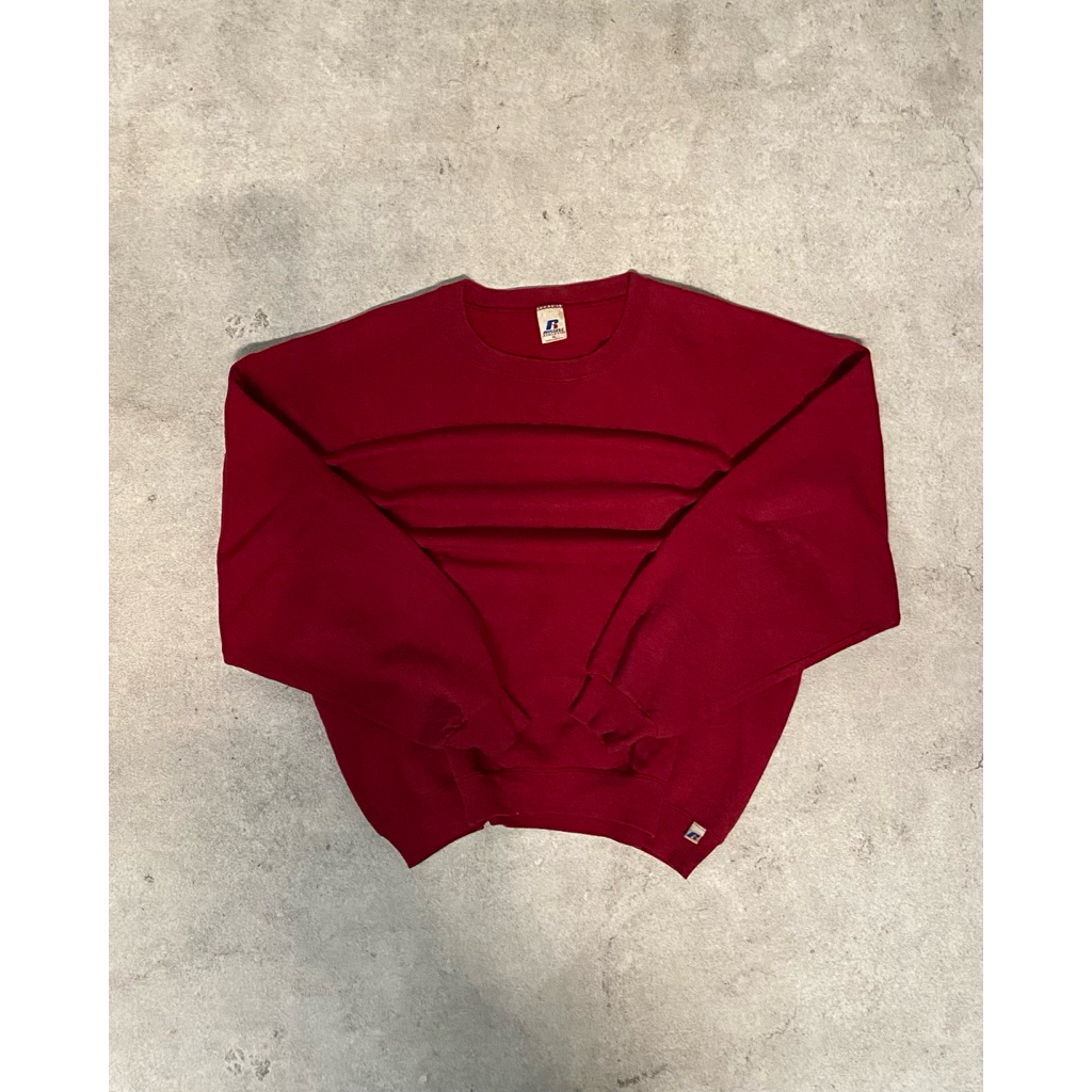 2000s Vtg Russell Athletic Faded Maroon Blank Boxy Sweatshirt