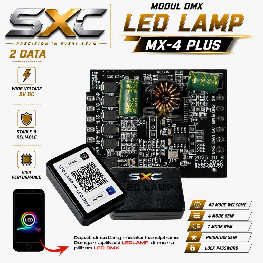 SXC DMX โมดูล PCB MX4 Plus DMX LED โมดูลภายใต้การใช้งาน LED สากล RGB สําหรับรถจักรยานยนต์และรถยนต์
