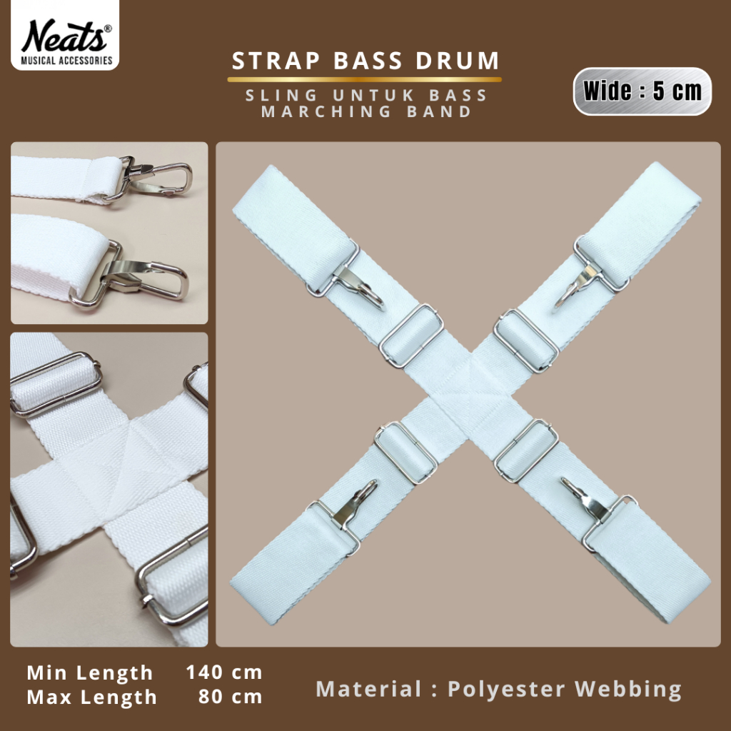 Bass Drum Sling / Bass Drum Sling Strap / Bass Drum Strap นําเข้าวัสดุคุณภาพตะขอเหล็กหนาและแข็งแรง -