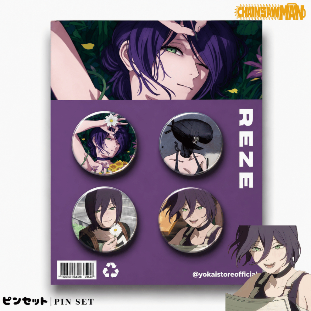 Chainsaw Man Pin Badge Pack 4 Reze Denji Makima Power 25mm