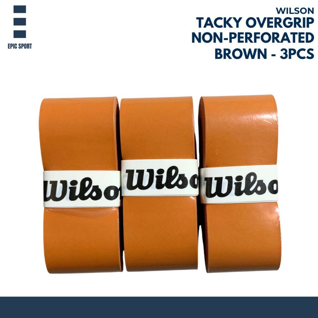 3PCS Wilson Tacky Overgrip ด้ามจับไม้สีน้ําตาล/สีน้ําตาล Anti-Slip Non Perforated Comfort