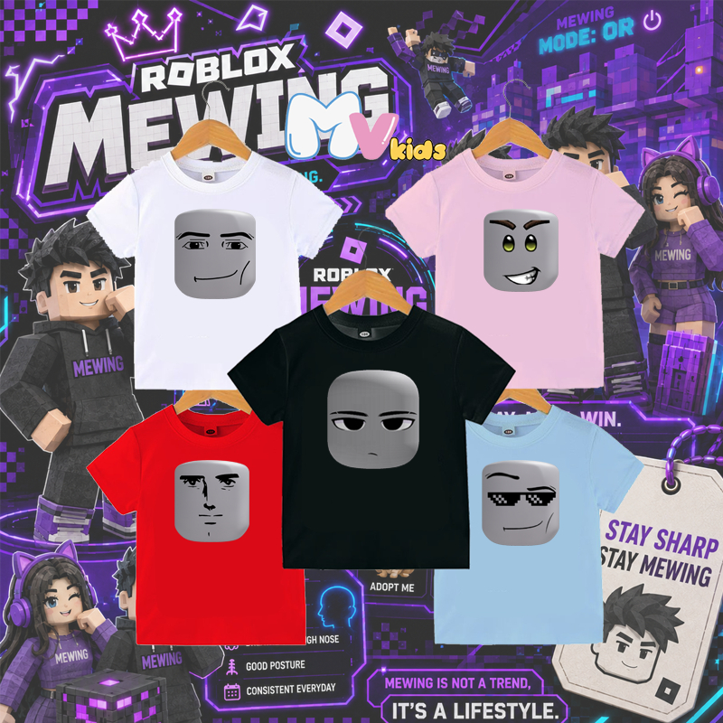 Roblox Mewing Sigma Rizz Gen Alpha เสื้อยืดแขนสั้นสําหรับเด็กและผู้ใหญ่