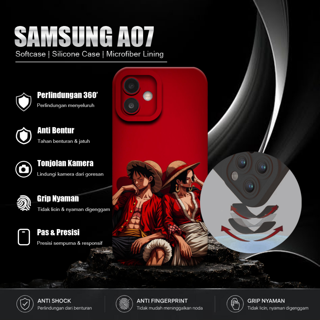 Macaron Softcase Black Motif สําหรับ Samsung A07 ล่าสุดกล้องป้องกันโทรศัพท์มือถือ - ตัวป้องกันโทรศัพ