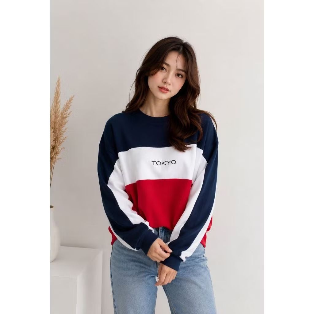 H&M DIVIDED CREWNECK TOKYO SWEATSHIRT