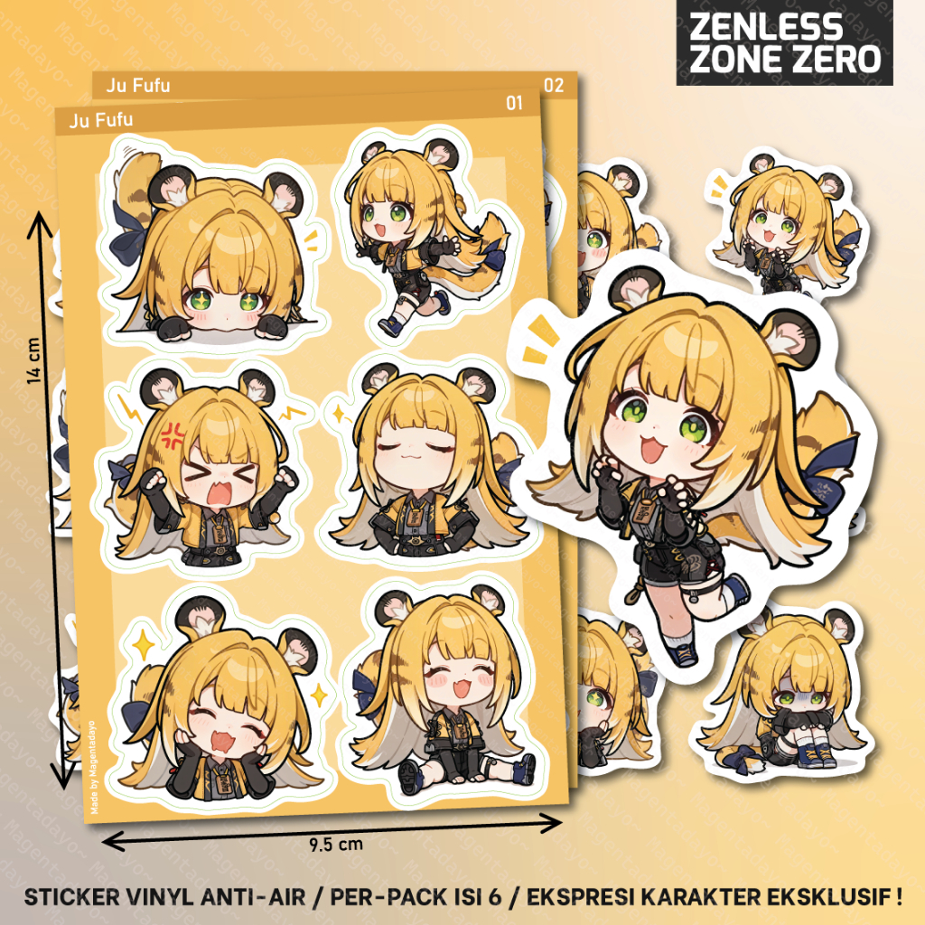 ชุดสติ๊กเกอร์ 6 Ju Fufu ZZZ Zenless Zone Zero Expression Character Exclusive Vinyl กันน้ํา