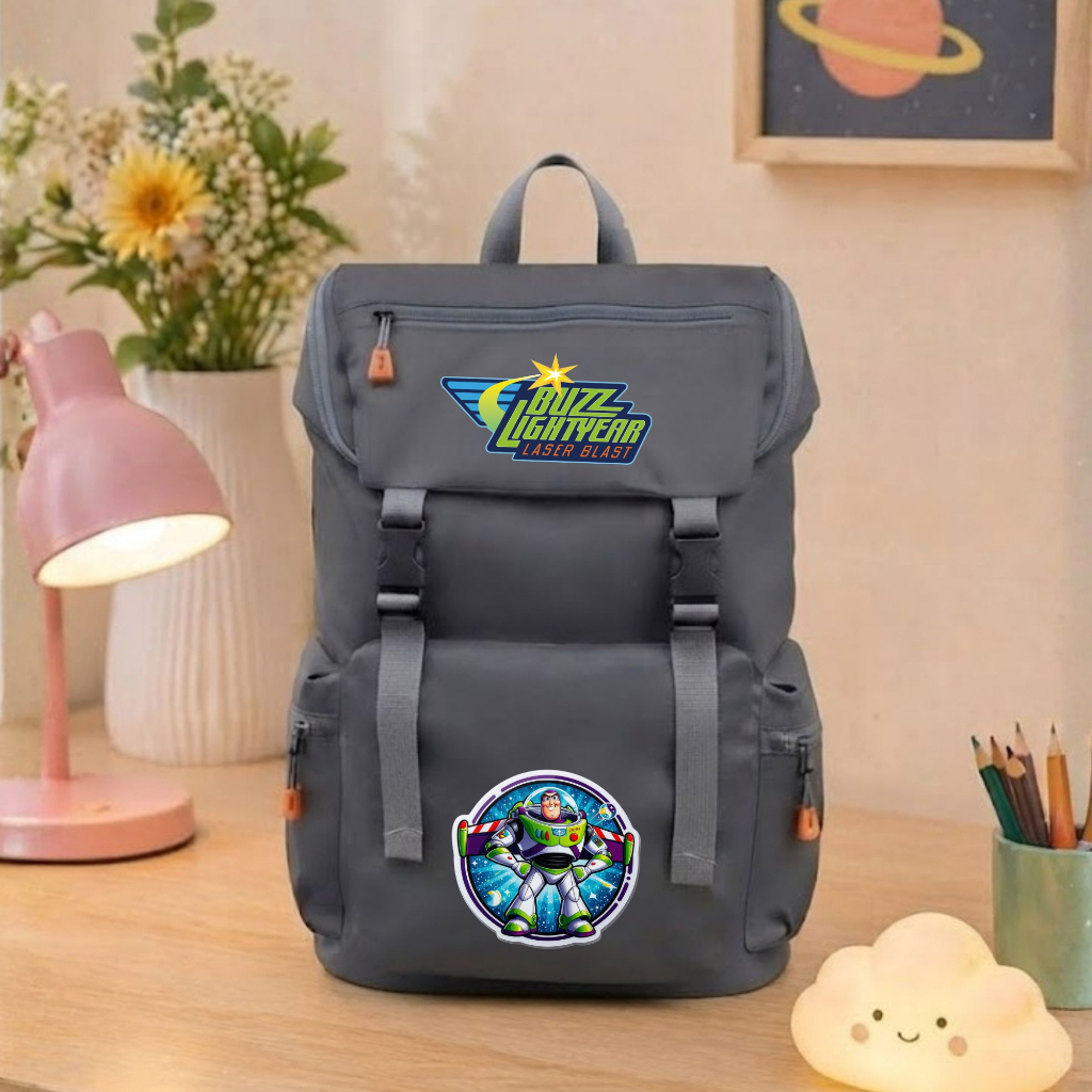 LOKAL Tabitus - CUT 046 U799 Casual Grey Boys School Bag Buzz Laser Blast Motif Original Local กระเป