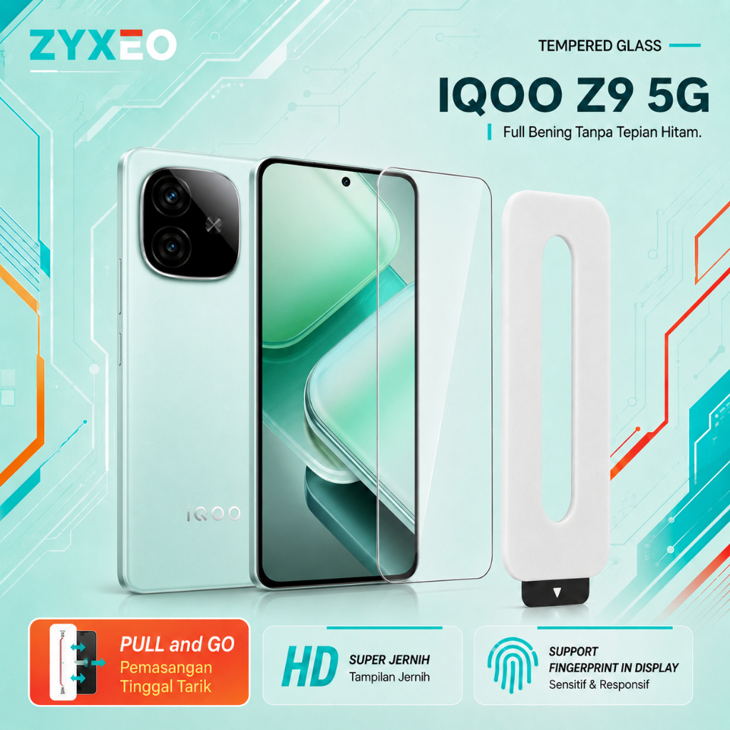 LAYAR Zyxeo กระจกนิรภัยสําหรับ IQOO Z9 5G - ตัวป้องกันหน้าจอป้องกันรอยขีดข่วนแบบใสเต็มรูปแบบพร้อมเคร