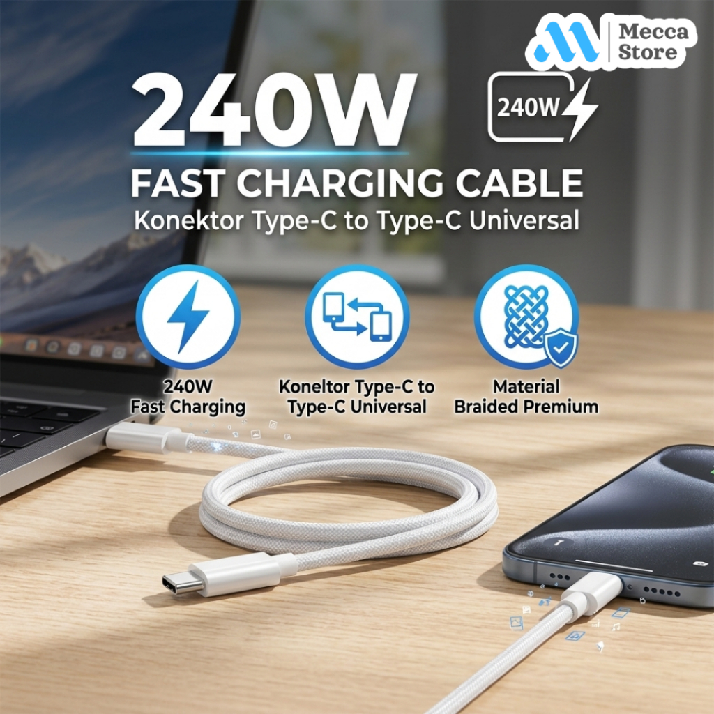 สายชาร์จ 2M USB Type C ถึง Type C ชาร์จเร็ว