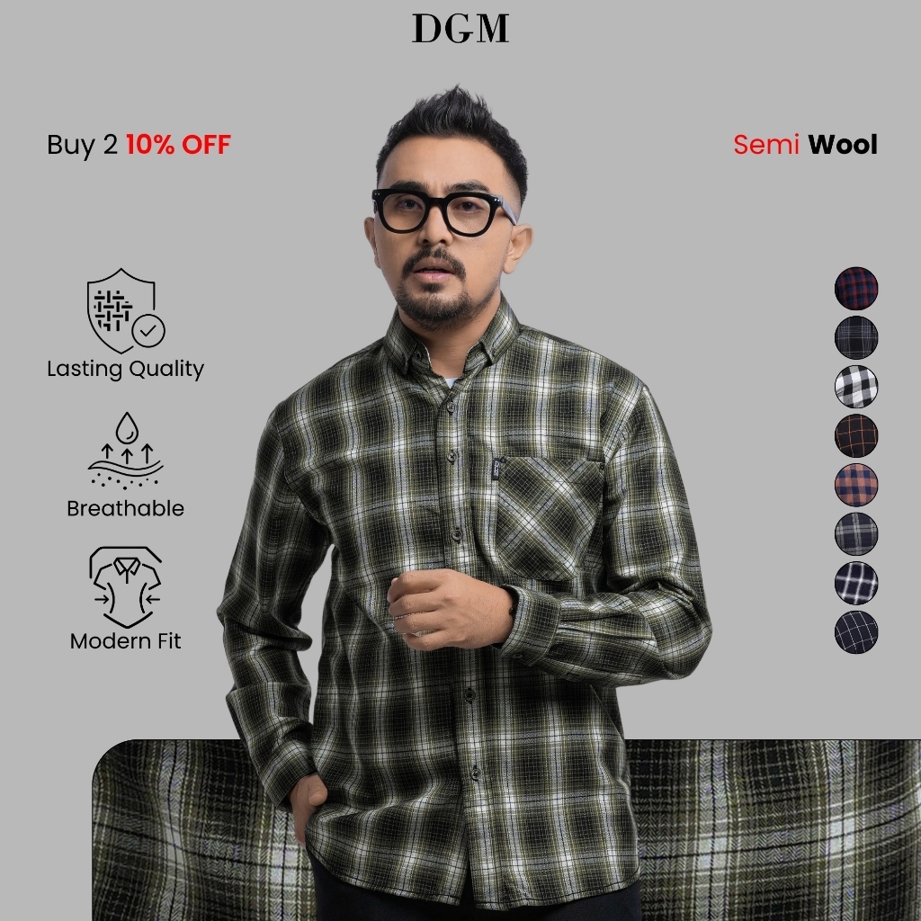 KEMEJA HIJAU DGM Mens Premium Long Sleeve Flannel Shirt Mens Flannel Long Shirt Flannel Plaid Shirt 