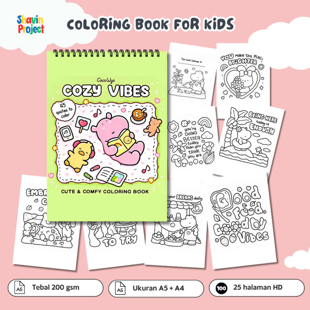 Cozy vibes girl moment สมุดระบายสีมุมน้อย A5 ขนาด 200gsm หนา 25 หน้า