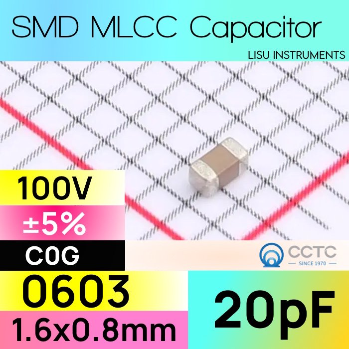 20pF 0603 100V C0G ±5% SMD MLCC ตัวเก็บประจุ CCTC TCC0603COG200J101CT