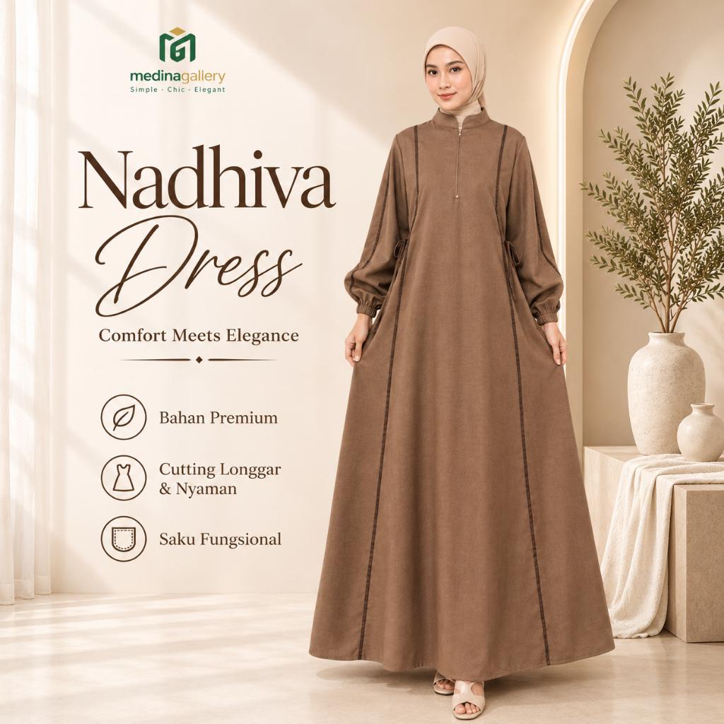 KATUN NADHIVA DRESS Premium Eid Gamis ผ้าคอตตอนโปโลลินินล่าสุด รุ่นเรียบหรู