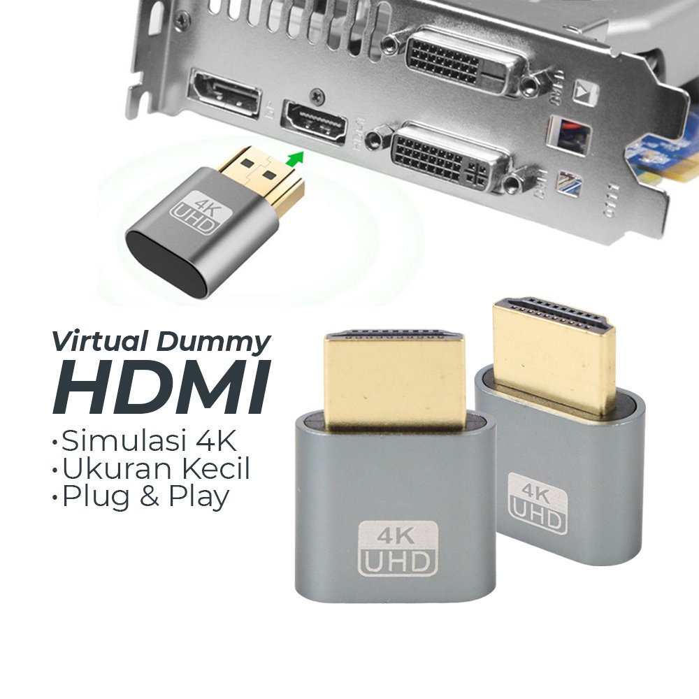 Virtual Dummy HDMI 4K UHD สําหรับกราฟิกการ์ด Plug & Play ขนาดเล็ก