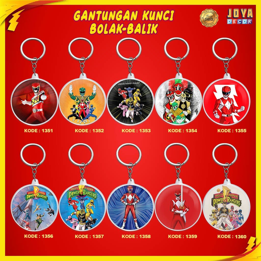 GANTUNGAN POWER RANGERS KEYCHAIN / ACRYLIC POWER RANGERS KEYCHAIN / ROUND POWER RANGERS KEYCHAIN XJ