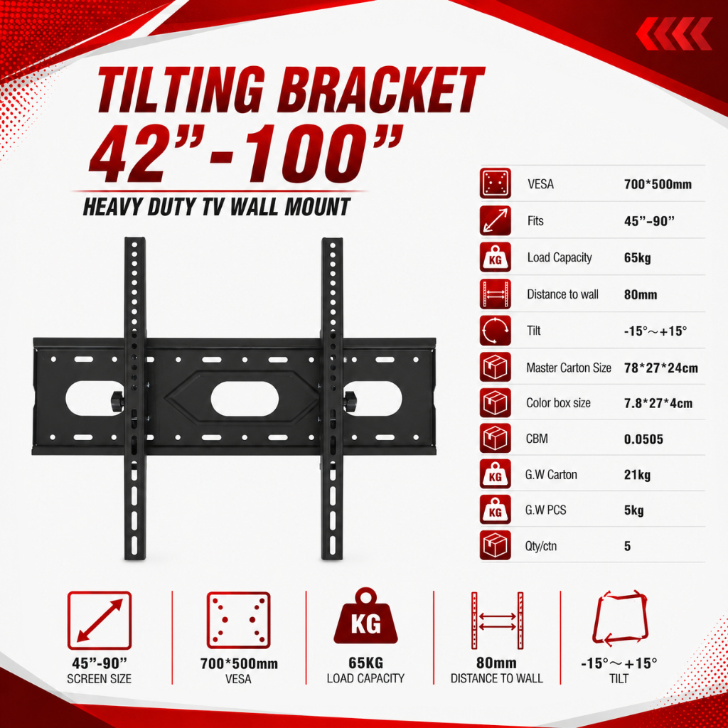 Tilting Bracket Wall mount TV 42-100 นิ้ว TV mount Vesa 700x500
