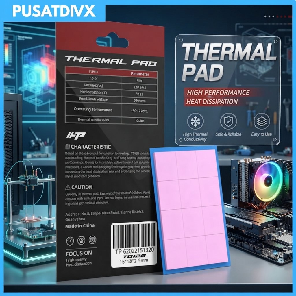 TD128 THERMAL PAD 12.8 W/MK ขนาด 15X13MM THICKNESS 1.5MM 2MM 2.5MM CPU CHIPSET GPU VRAM VGA HEATSINK