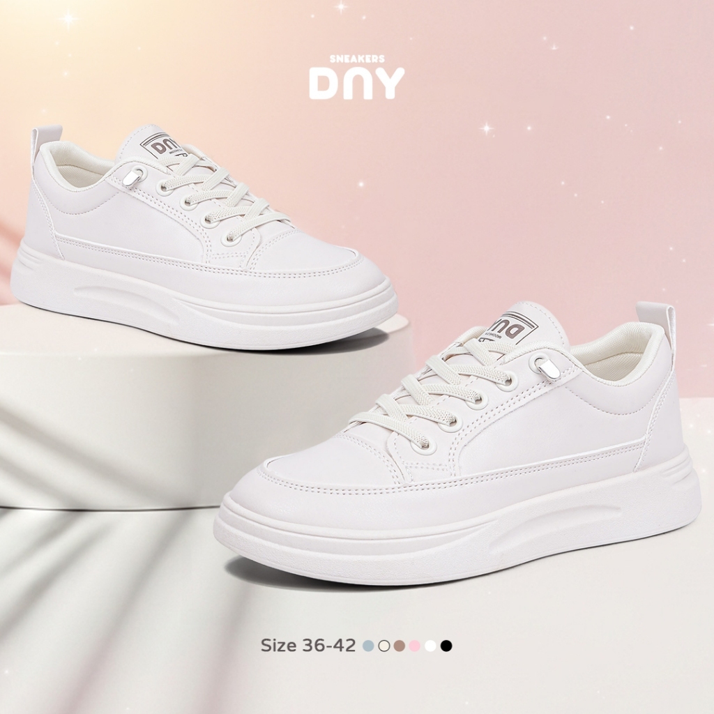 DNY Shoes รองเท้าผ้าใบผู้หญิง มีสไตล์ ใส่สบาย Sporty White Black Pink Cream Size 36-42 A DNY375