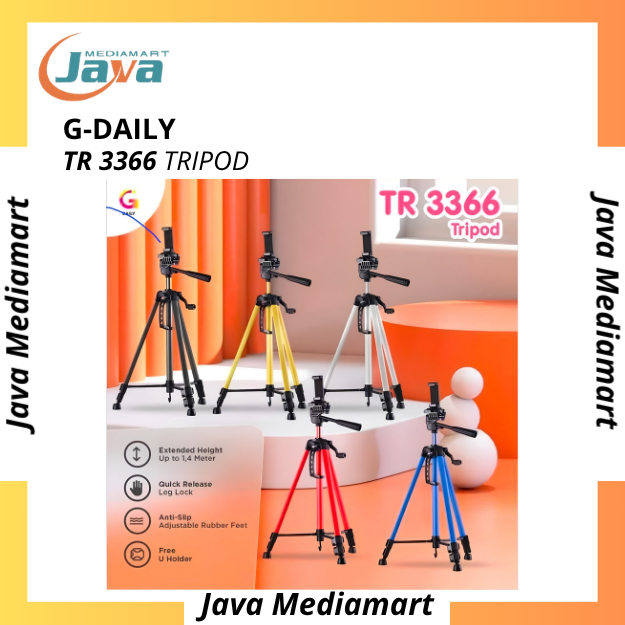 G-DAILY TR 3366 ขาตั้งกล้องสีดําพร้อมล็อคขาแบบปลดเร็วกันลื่นยางแบบปรับได้