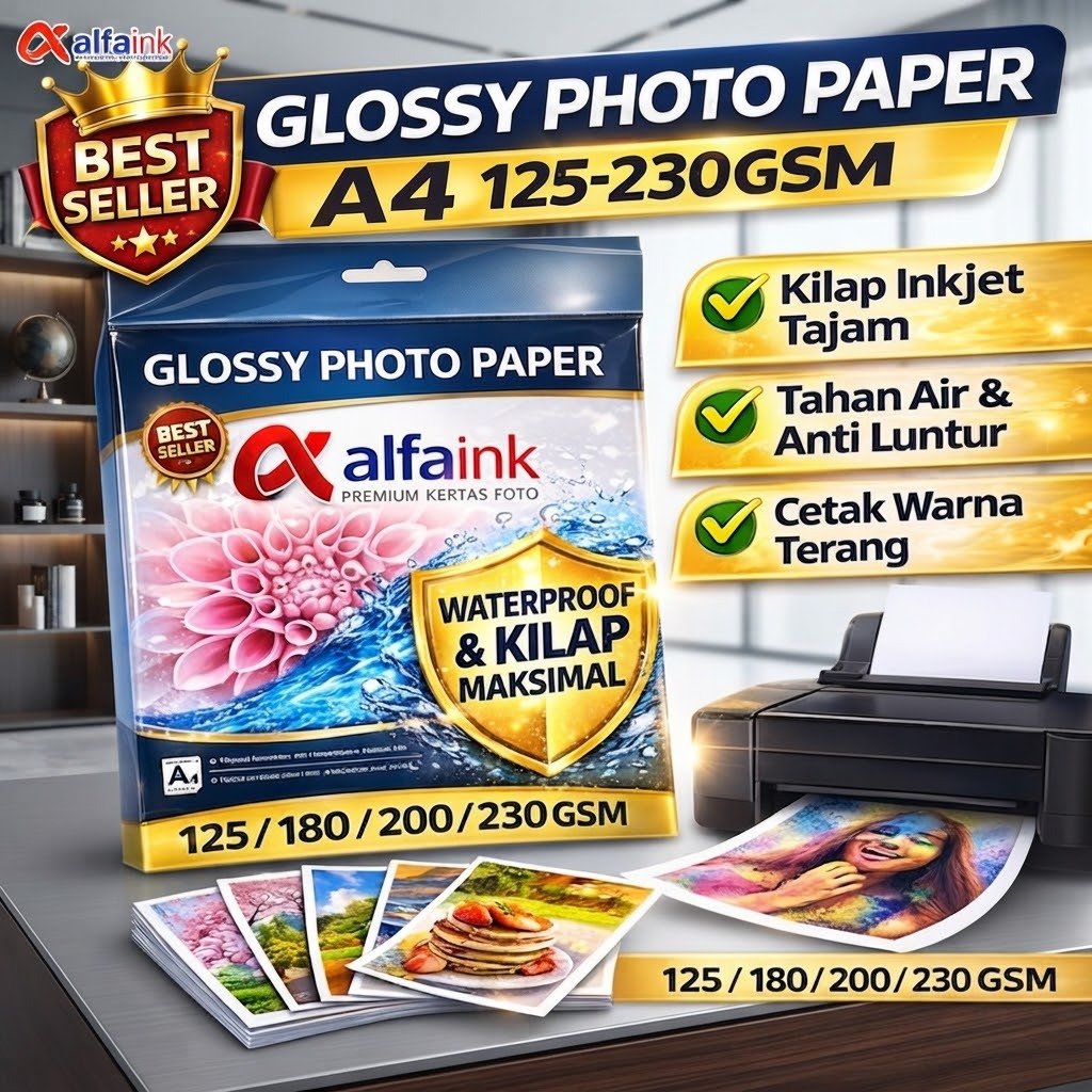 [ ATK WHOLESALE ] ALFAINK GLOSSY PAPER WATERPROOF - PREMIUM PAPER A4 PHOTO PAPER PRINTING SP1