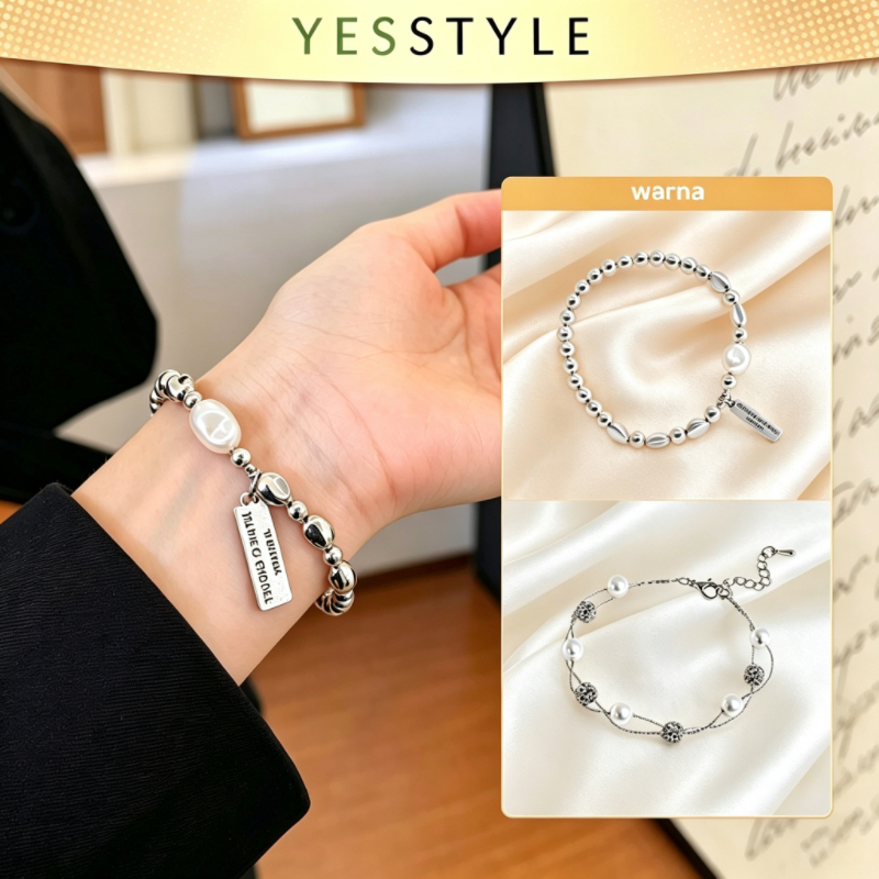 Yesstyle Pearl Bracelet Silver Chain Pearl Bracelet เครื่องประดับแฟชั่น