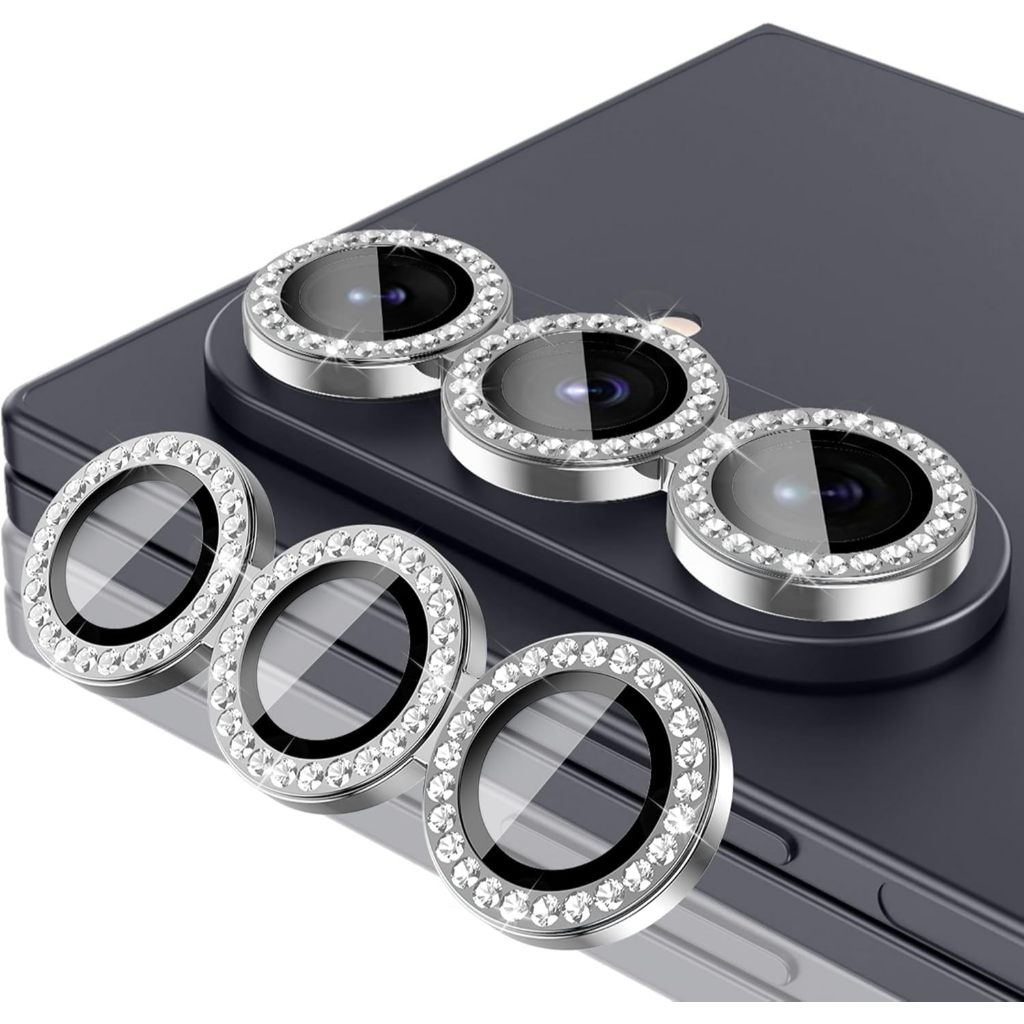 UNGU [Hansvano] ขาย 1 ชุดแหวนโลหะ GLITTER BLING กล้องกระจกนิรภัย Samsung Z FOLD 8 \ 8 ULTRA 7 6 5 4 