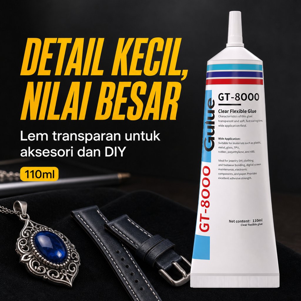 GT-8000 กาวใสยืดหยุ่นกาวใสสําหรับอุปกรณ์เสริมและ ทําเอง 110มล