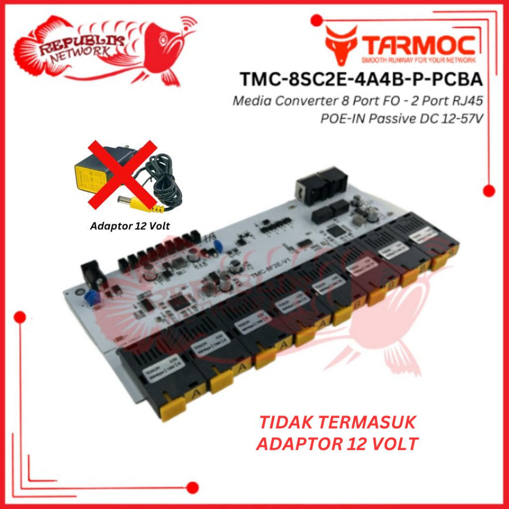 Tarmoc TMC-8SC2E-4A4B-P-PCBA | BOARD Media Converter Switch 8FO 2LAN / 8 FO 2 LAN 10/100Mbps POE IN 