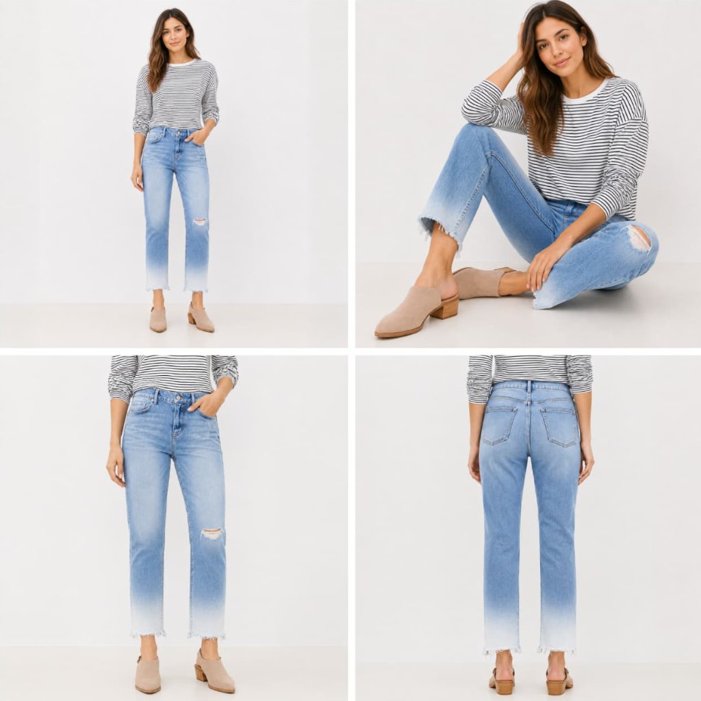 LOFT Ombre Wash Distressed Crop Curvy Jeans