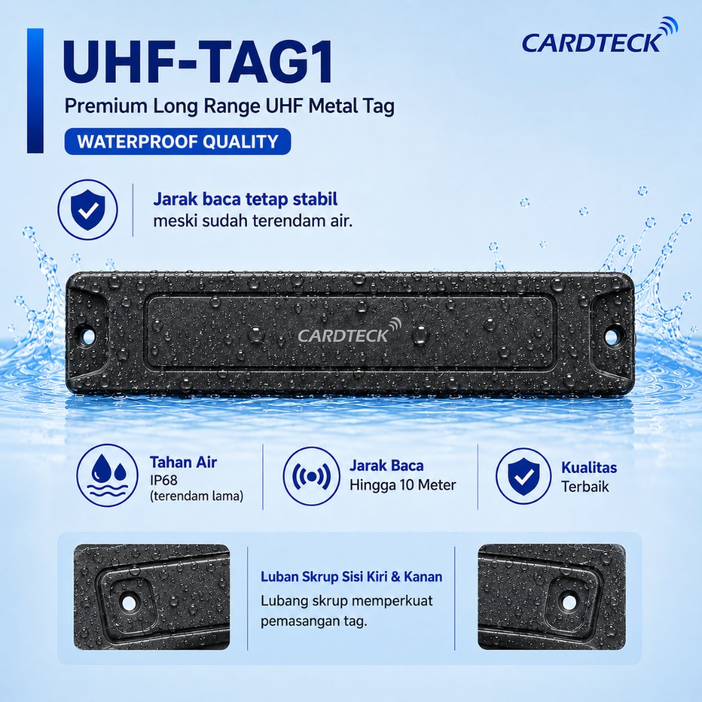 CARDTECK UHF-TAG1 UHF Alien H3 แท็กโลหะระยะไกลกันน้ํา IP68 ระยะอ่านหนังสือสูงสุด 10 เมตร