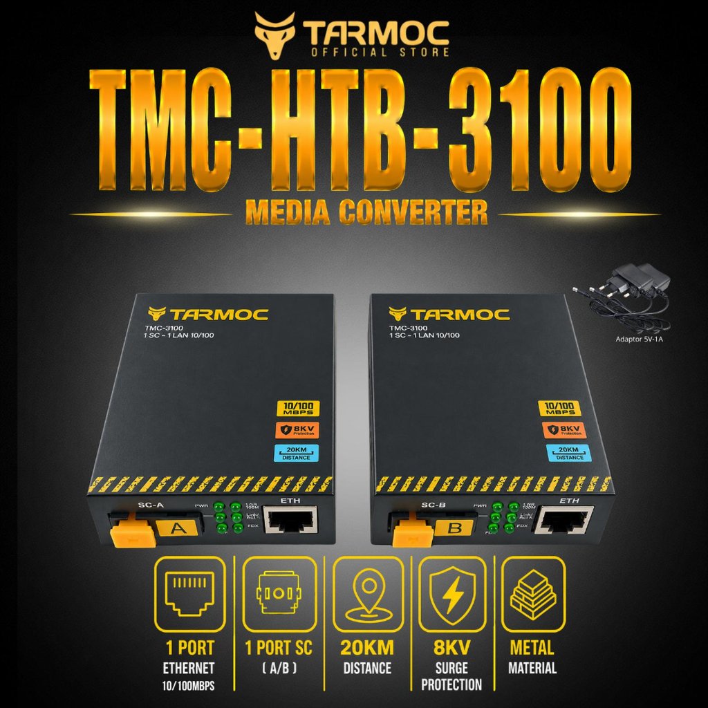 Tarmoc TMC-HTB-3100 AB Media Converter 1 FO 1 LAN 10/100Mbps - TMC-HTB-3100-AB