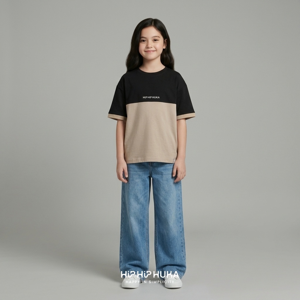 HipHipHuka - เสื้อยืดแขนสั้นเด็กผู้หญิง Earth Tone Cotton Combed Dwipa Series เสื้อยืด