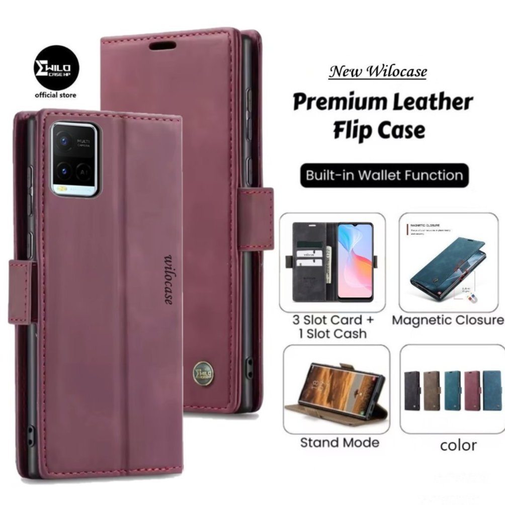 ใหม่ Wilocase สําหรับ Vivo Y21/Vivo Y21s เคสหนังพรีเมี่ยมพลิกกระเป๋าสตางค์ฝาครอบโทรศัพท์กันกระแทก