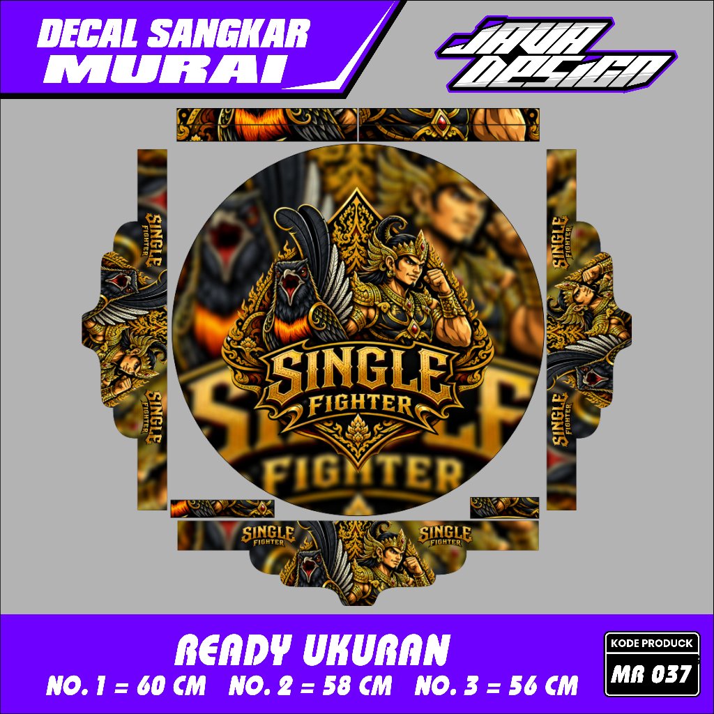 Single Fighter Murai Cage Decal Sticker MR 037 Ready Size No. 1 60cm No. 2 58cm No. 3 56cm
