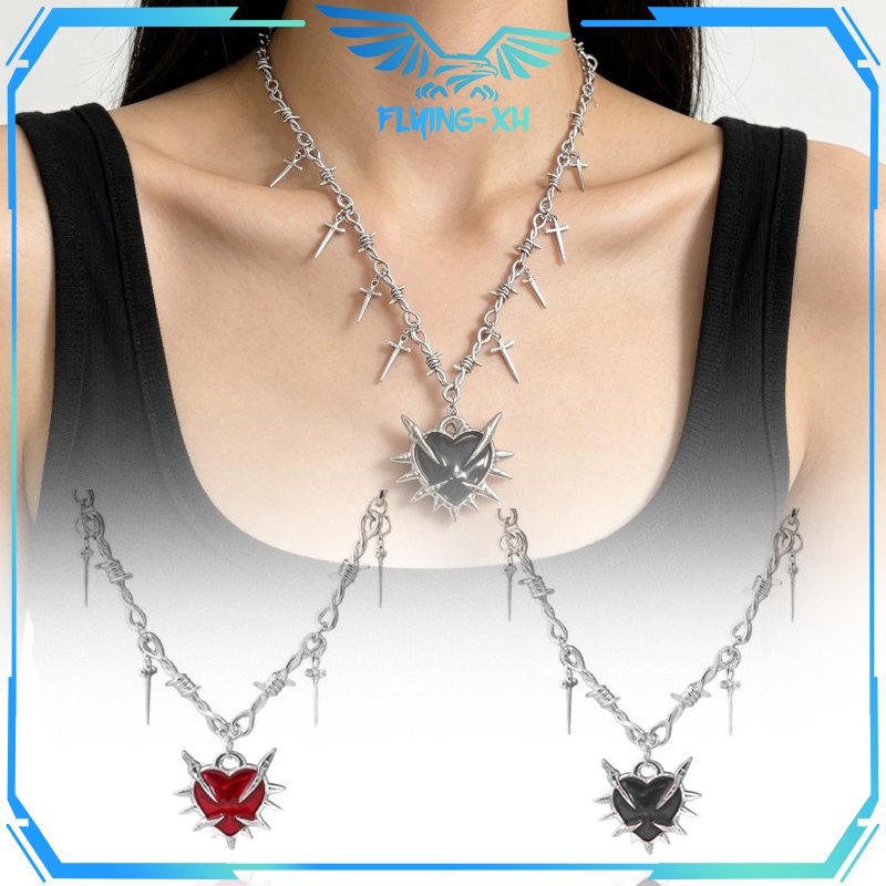 MERAH Choker Y2k สร้อยคอโกธิคสร้อยคอรักสีแดง Y2k การออกแบบสร้างสรรค์ Y2k สร้อยคออุปกรณ์เสริม