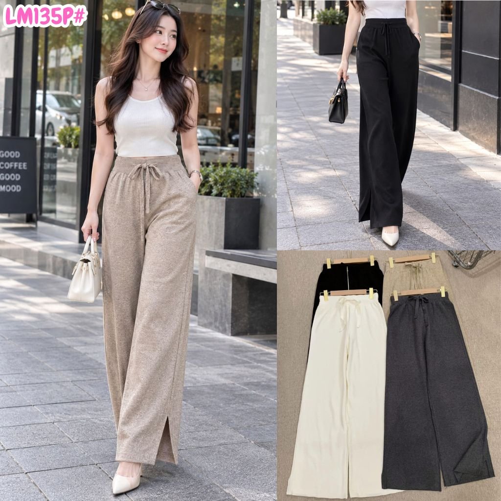HAPPY SHOP - ผู้หญิง CULOT PANTS LM79M LM135P 135P ใหม่ล่าสุด PREMIUM KNIT BUTTON VARIATION VERY COO