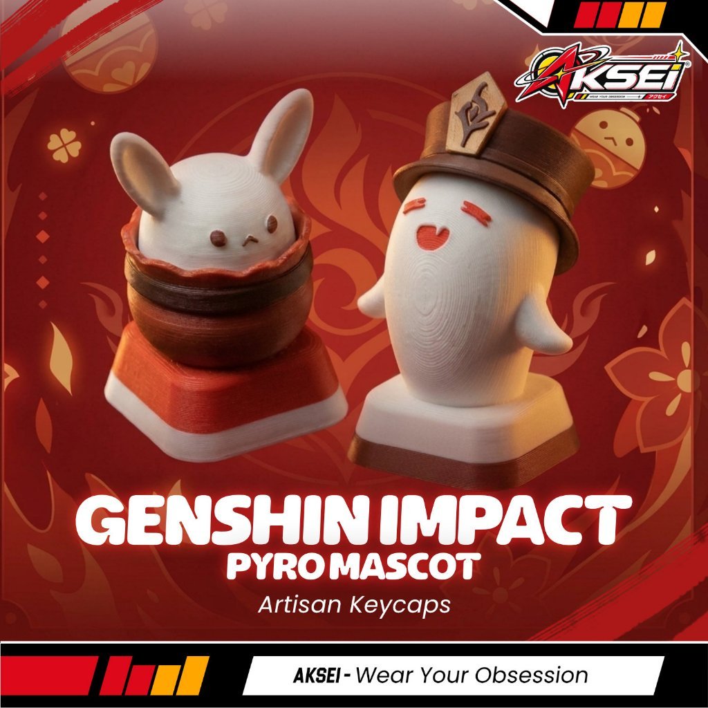 Artisan Keycap Genshin Impact Pyro Mascot Boo Tao Hu Tao Jumpy Dumpty Klee คีย์บอร์ดที่กําหนดเอง Keycaps KO69
