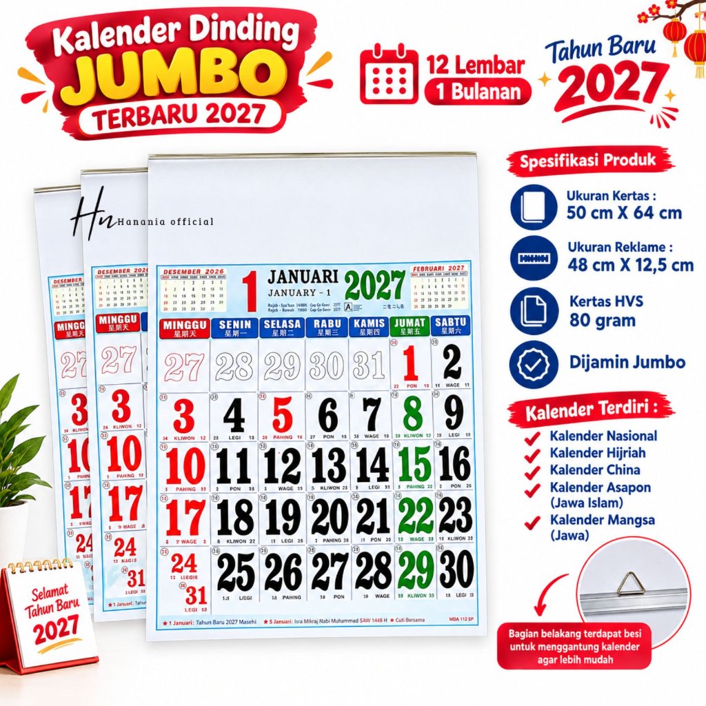 JUMBO M7 WORK CALENDAR 2027 LAST JUMBO WALL CALENDAR 2027 CALENDAR 2027