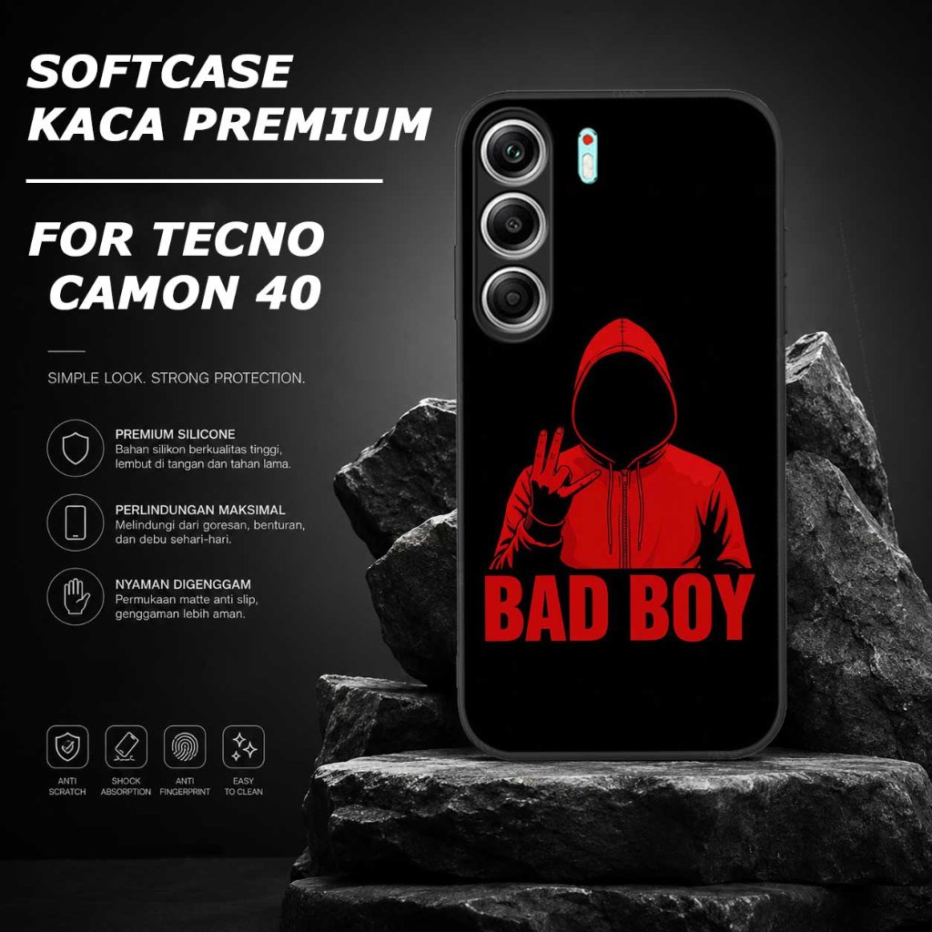 CASING สําหรับ TECNO CAMON 40 [M380] SOFTCASE GLASS GLOSSY GLASS สําหรับ TECNO CAMON 40 ALONE MOTIF 