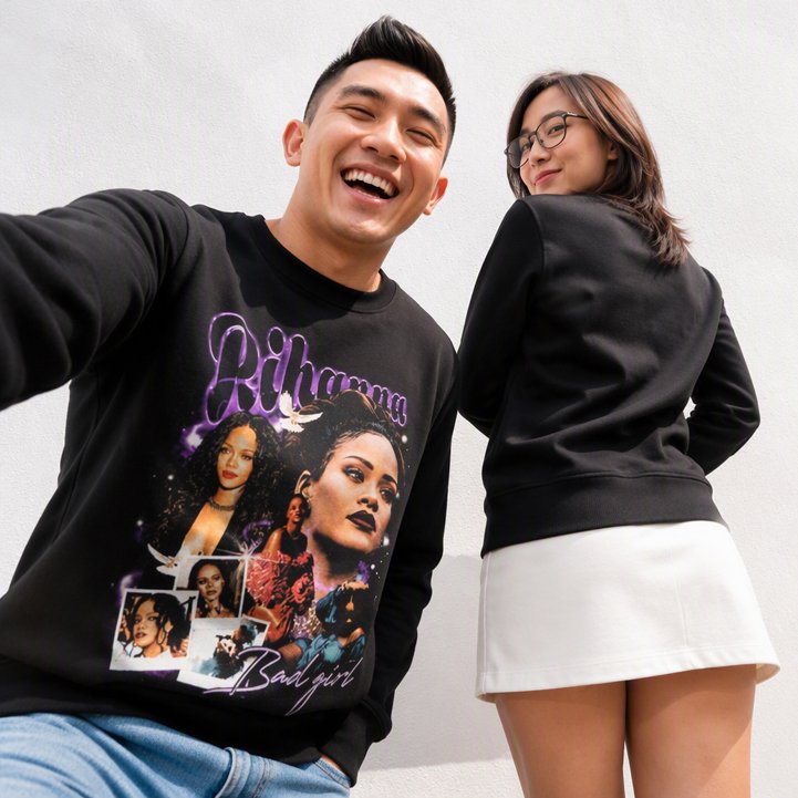 Rihanna Crewneck Sweater ทําจากผ้าฟลีซ | | สามารถใช้เป็นเสื้อกันหนาวคู่รักได้ | พร้อม SHIP | JUST Or