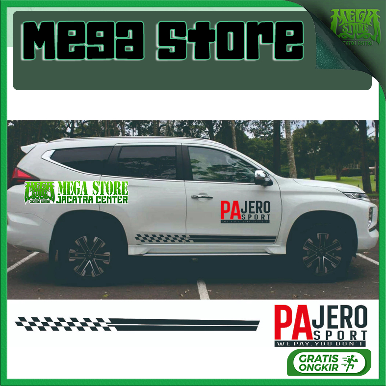 MEGASTORE สติ๊กเกอร์ pajero sport สติ๊กเกอร์ด้านข้าง pajero sport อุปกรณ์เสริม