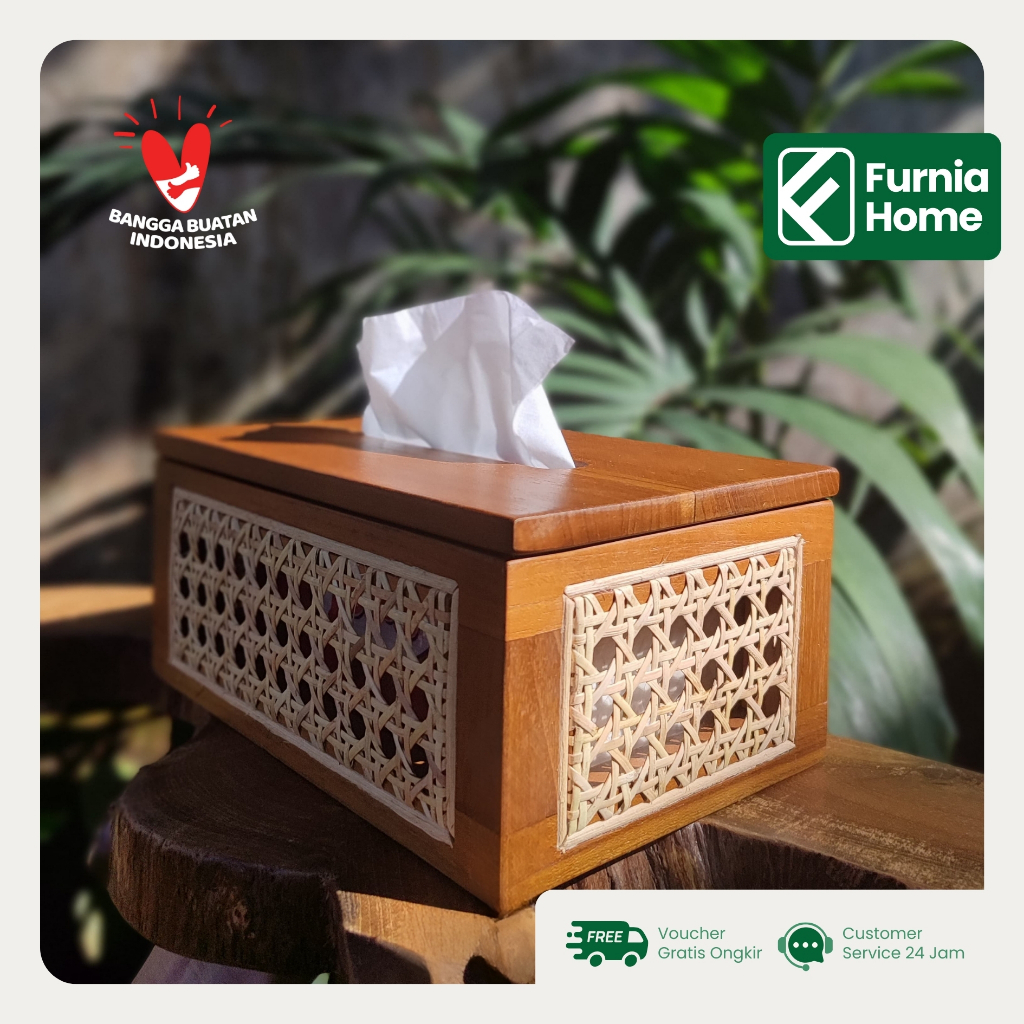 กล่องทิชชู่สุนทรียศาสตร์ผสมหวายธรรมชาติหรือดํา ขนาดใหญ่ 23x15x10 เล็ก 15x15x10