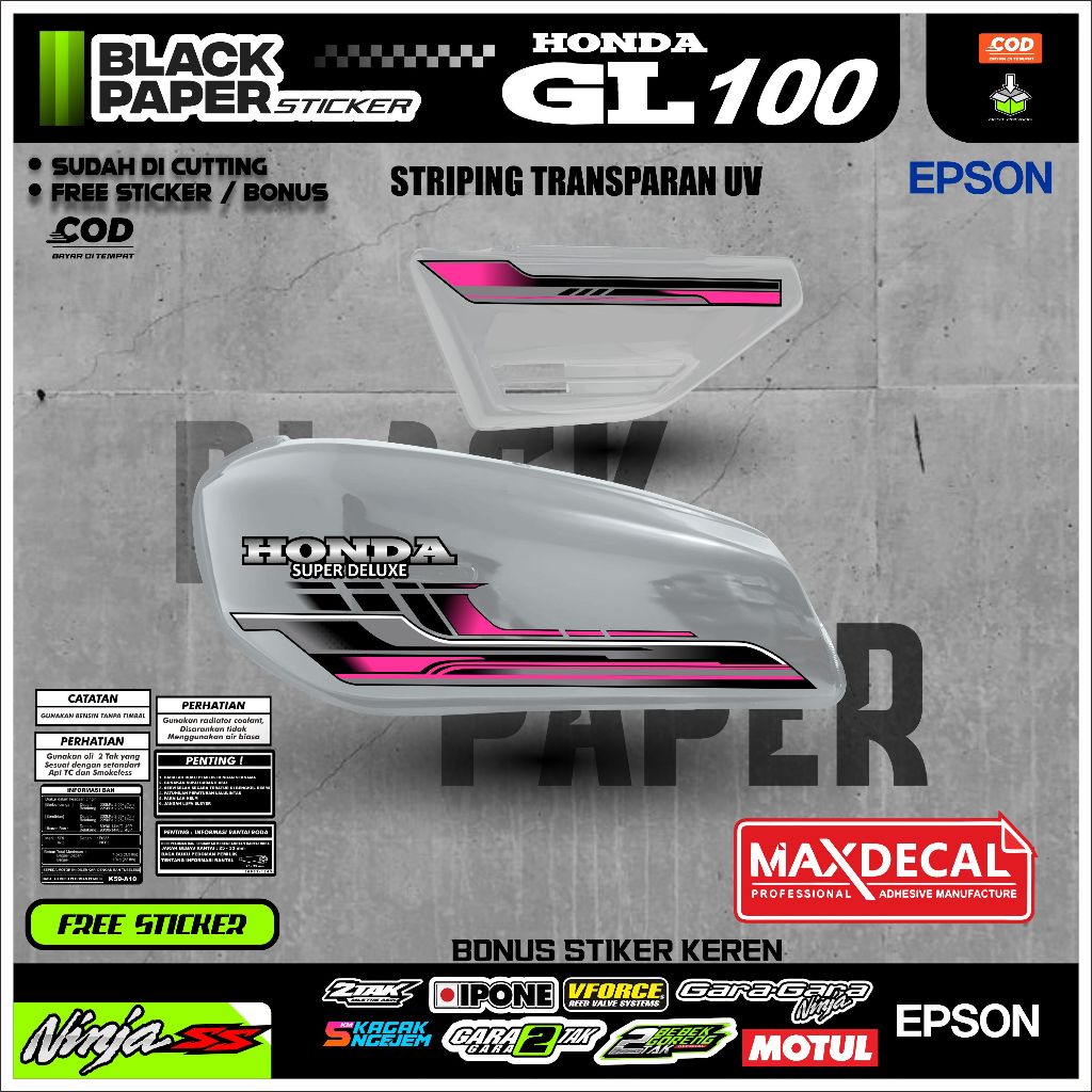 GL100 Maxdecal Transparent UV Anti-Scratch Premium Motorcycle Striping (yt22)